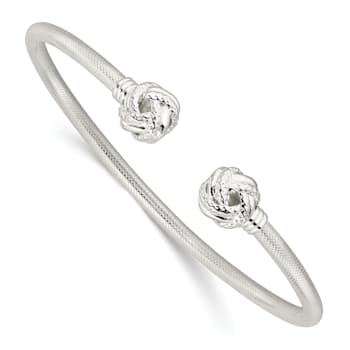 Sterling Silver Textured Love Knot Cuff Bracelet