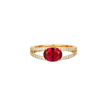Lab Created Ruby And White Cubic Zirconia 18K Gold Over Sterling Silver
Ring 1.72ctwctw