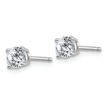 Rhodium Over 14K White Gold 1/2ct. 4.0mm Round G H I True Light
Moissanite Earrings