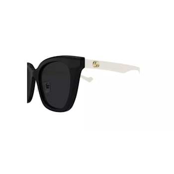 Gucci Black and White Frame / Gray Lens Sunglasses