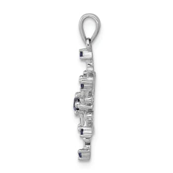 Rhodium Over 14k White Gold Blue and White Diamond Snowflake Pendant