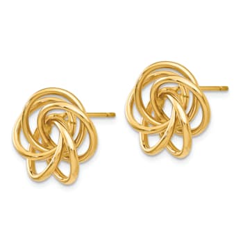 14k Yellow Gold Polished 15mm Love Knot Stud Earrings