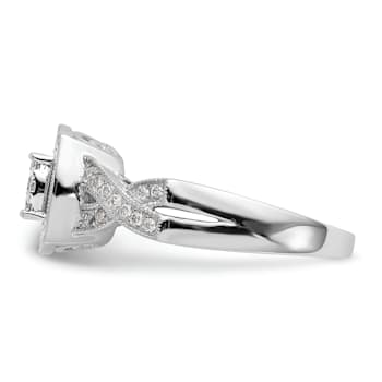 Rhodium Over 14K White Gold Diamond Cluster Engagement Ring 0.39ctw