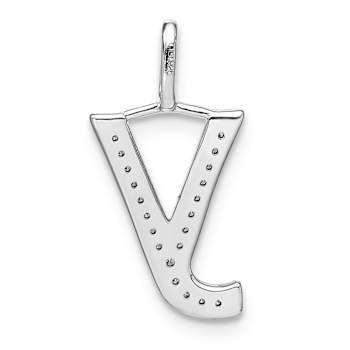 14K White Gold Diamond Lower Case Letter Y Initial Pendant
