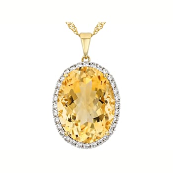 Golden Citrine And White Zircon Pendant Necklace In 18K Gold Over
Sterling Silver 14.30ctw