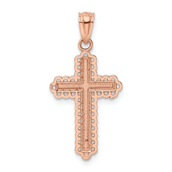 14k Two-tone Gold  Diamond-Cut Cross Pendant