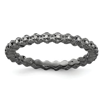 Ruthenium Over Sterling Silver Stackable Expressions Diamond Ring 0.08ctw