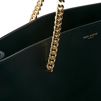 Saint Laurent Siena Ultra Lux Black Calf Leather Chain Shoulder Tote Bag