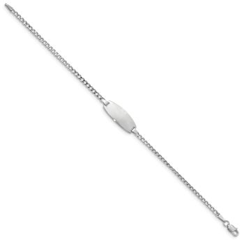 Rhodium Over 14k White Gold Oval Curb Link ID Bracelet