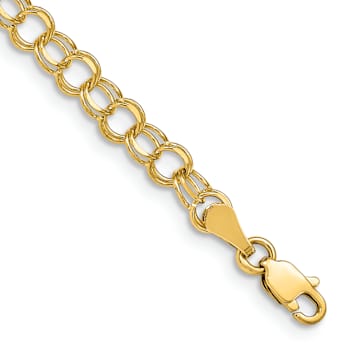 10k Yellow Gold 4mm Double Link Charm Bracelet