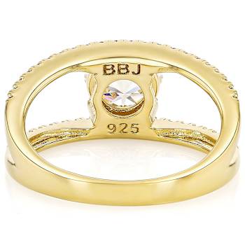 Diamond Simulant Castle Cut Round And White Zircon Ring In 18K Gold Over
Sterling Silver 2.67ctw