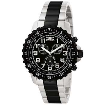 Invicta Specialty 45mm Black Dial Stainless Steel Band Quartz Watch