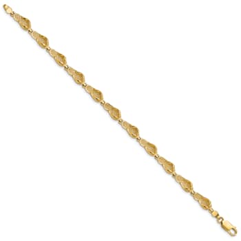 14k Yellow Gold Textured Flip Flop Link Bracelet