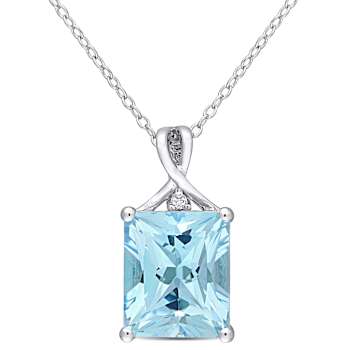 7.50ctw Sky Blue and White Topaz Pendant with Chain in Sterling Silver