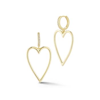 Rachel Zoe CZ Open Heart Charm Dangle Earrings in 14K Gold Over Sterling Silver