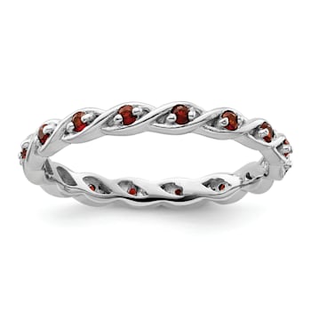 Sterling Silver Stackable Expressions Garnet Ring 0.35ctw