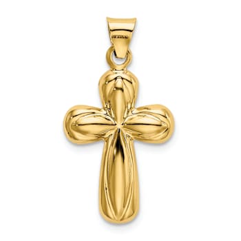 14k Yellow Gold 3D Polished Reversible Cross Pendant