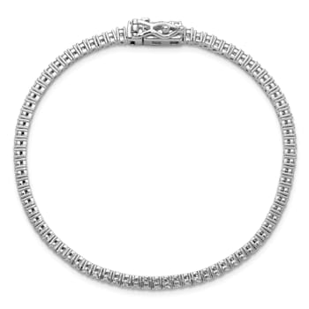 Rhodium Over Sterling Silver Polished Cubic Zirconia Tennis Bracelet