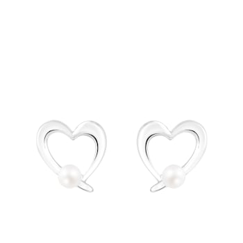 3.5-4mm white cultured freshwater pearl rhodium over sterling silver earrings
