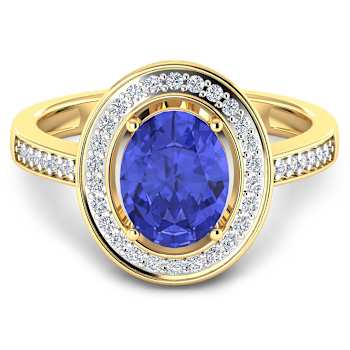 1.63ctw Violet Tanzanite and Diamond 14K Yellow Gold Halo Ring