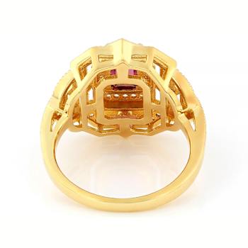 Grape Color Garnet, Purple Rhodolite And White Zircon Ring In 18K Gold
Over Sterling Silver 2.06ctw