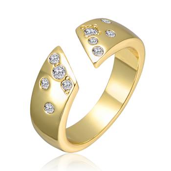 CZ Open Band Ring In 14K Gold Over Brass