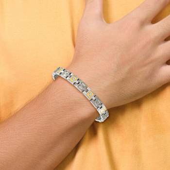 Titanium with 14K Inlay Brushed and Polished 8.5-inch Bracelet