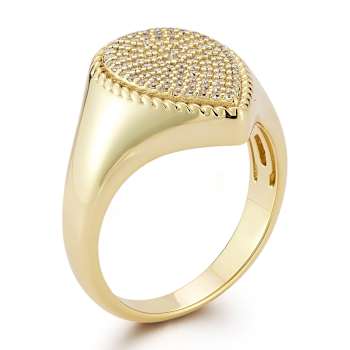 Rachel Zoe Pave Pear-Shaped Signet Ring in 14K Gold Over Sterling Silver