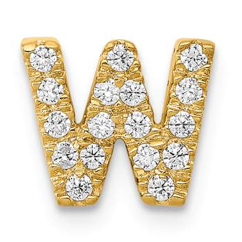 10k Yellow Gold 0.176 cttw Diamond Letter W Initial Charm