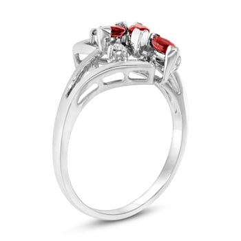 0.41ctw Diamond and Ruby Marquise Ring in 14k White Gold