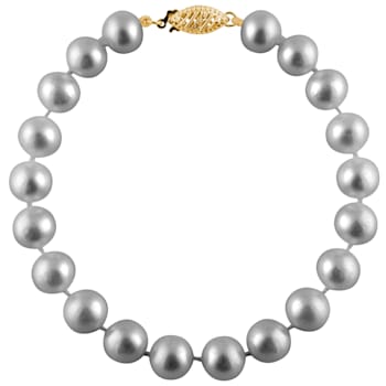 14k Yellow Gold 5-6mm Gray Freshwater Pearl Bracelet