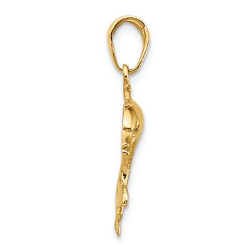 14k Yellow Gold Dolphin Swimming Pendant