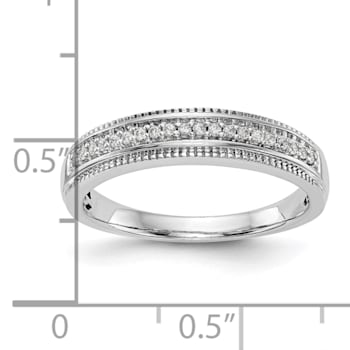 Rhodium Over 14K White Gold Diamond Trio Ladies Wedding Band 0.10ctw