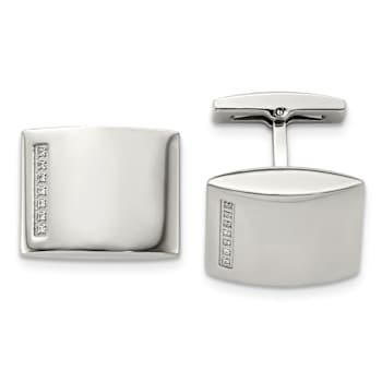 Stainless Steel Polished CZ Cuff Links
