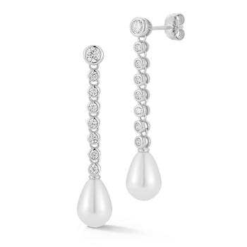 Rachel Zoe Freshwater Pearl CZ Tennis Drop Earrings in Rhodium Over
Sterling Silver