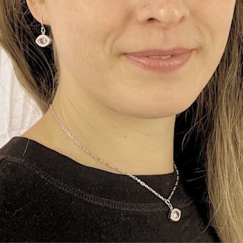 Ruby Rhodium Over Sterling Silver Evil Eye Earrings