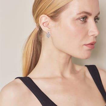 White Diamond Accent Rhodium Over Brass 3 Piece Heart And Butterfly
Pendant And Earring Set