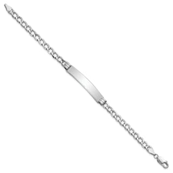 Rhodium Over 14k White Gold Polished Cuban Link ID Bracelet