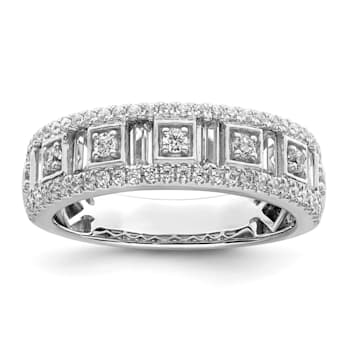 Rhodium Over 14K White Gold Diamond Band 0.86ctw