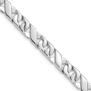 Rhodium Over 14k White Gold 6.7mm Hand-polished Fancy Link Bracelet