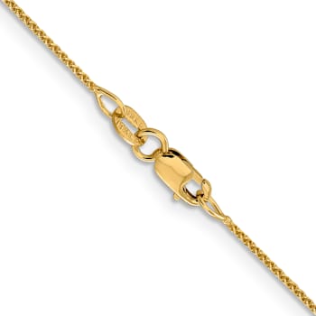 18K Yellow Gold 1mm Solid Diamond-Cut Spiga 18 Inch Chain