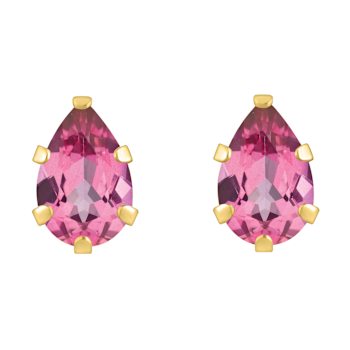 6x4mm Pear Shape Pink Topaz 10k Yellow Gold Stud Earrings