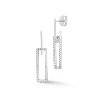Rachel Zoe Pave CZ Rectangular Link Dangle Earrings in Rhodium Over
Sterling Silver