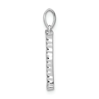Rhodium Over 14K White Gold Diamond Letter I Initial Pendant