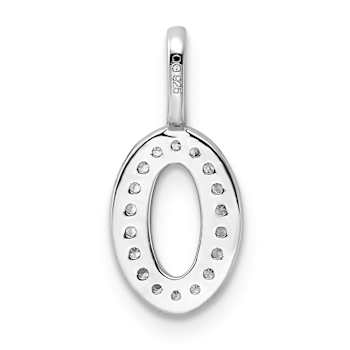Rhodium Over 14k White Gold Diamond Number 0 Pendant