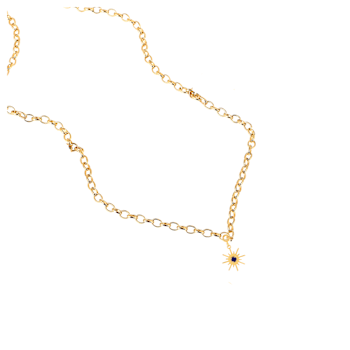 Lab Created Blue Sapphire 18k Yellow Gold Over Sterling Silver Mini Sun Charm