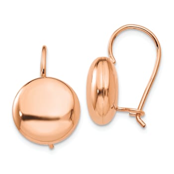 14k Rose Gold Polished Button Drop Earrings