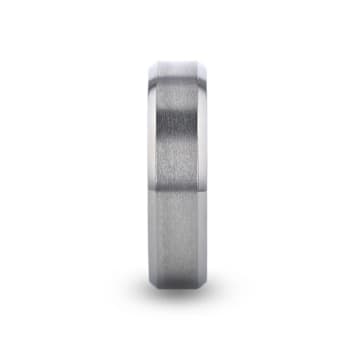SHIRE Titanium Brushed Center Men’s Flat Wedding Ring with Polished
Beveled Edges 6mm