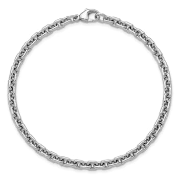 Rhodium Over Sterling Silver 4.0mm Cable 8 Inch Chain