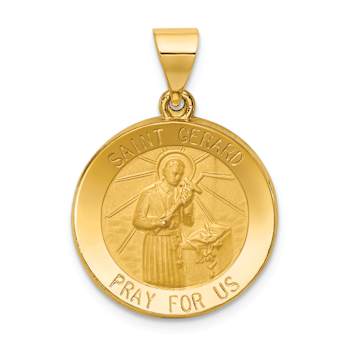 14k Yellow Gold Polished and Satin Saint Gerard Medal Pendant
